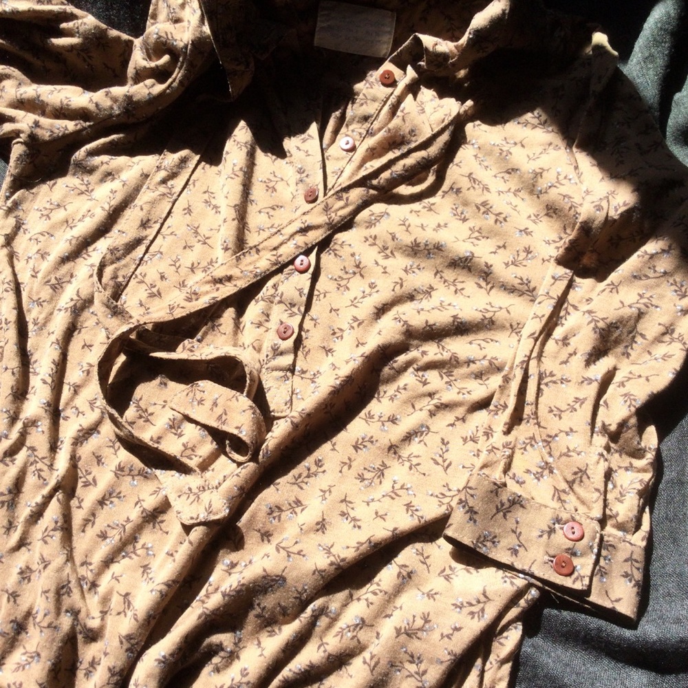 Zara Basic Brown Floral Peasant Blouse - image 4